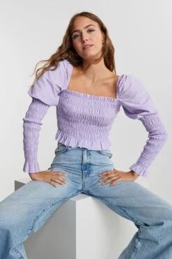 Gina Tricot Vivvi Smock Top Light Purple