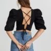 Gina Tricot Ida Open Back Top Black