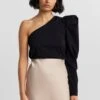 Gina Tricot Jane One Shoulder Top Black