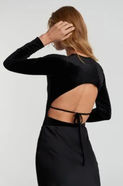 Gina Tricot Velvet Open Back Body Black