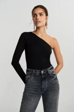 Gina Tricot Janni One Shoulder Top Black