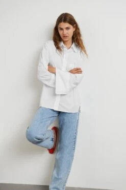 Gina Tricot Gizem Oversized Poplin Shirt White