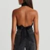 Gina Tricot Satin Tie Back Top Black