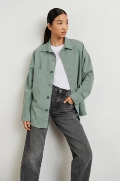 Gina Tricot Sofie Cord Shirt Greeen Milieu