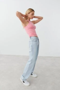 Gina Tricot Basic Rib Tank Begonia Pink