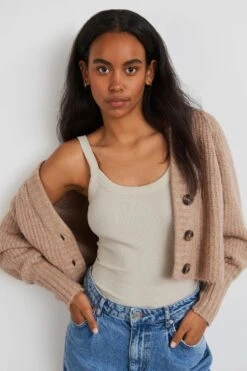 Gina Tricot Basic Rib Singlet Almond Milk