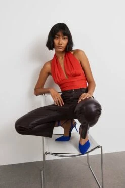 Gina Tricot Cindy Satin Top Fiery Red