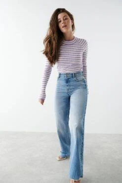 Gina Tricot Idun Petite Straight Jeans Mid Blue