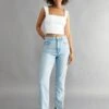 Gina Tricot High Waist Slit Jeans Lt Blue
