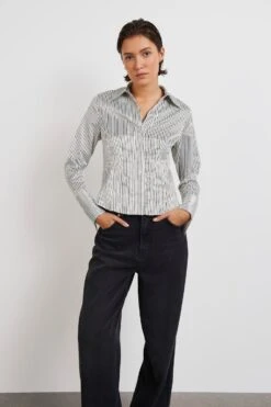 Gina Tricot Chania Satin Shirt White/black