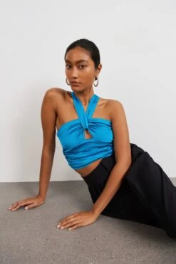 Gina Tricot Ally Satin Top Briliant Blue