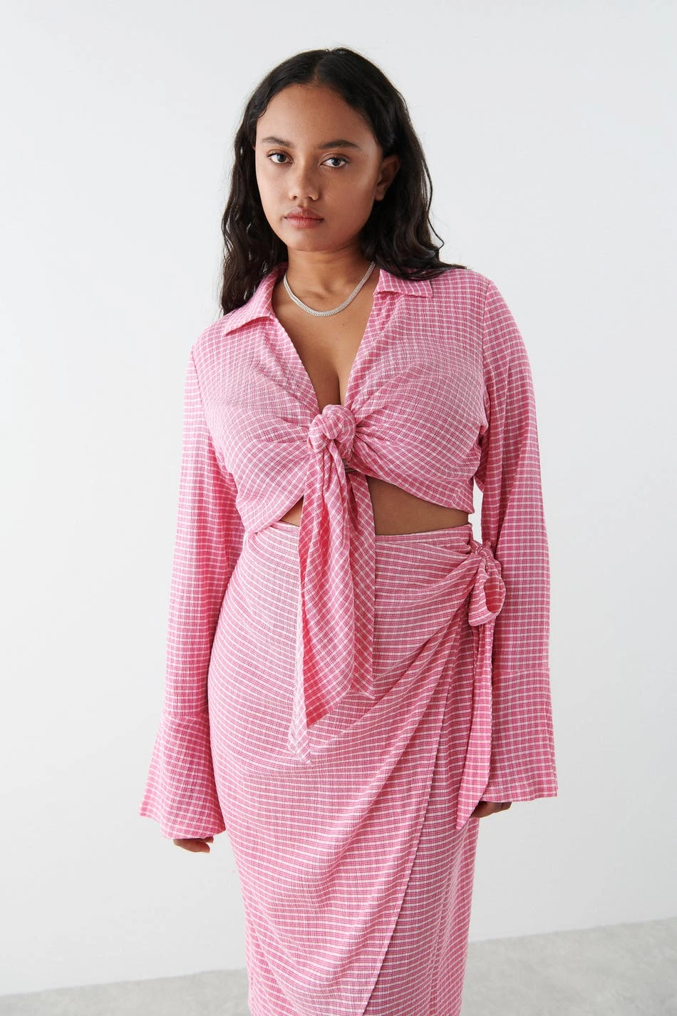 Gina Tricot Eve Top Pink Check 2 Gina Tricot Eve Top Pink Check - Image 2