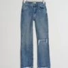 Gina Tricot Full Length Petite Flare Jeans Mid Blue