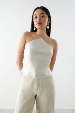 Gina Tricot Sandy Glitter Singlet Silver