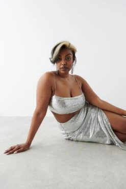 Gina Tricot Gloria Sequin Top Silver