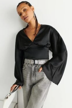 Gina Tricot Julie Satin Blouse Black