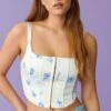 Gina Tricot Hook And Eye Corset Blue Flower