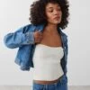 Gina Tricot Knitted Tube Top Offwhite
