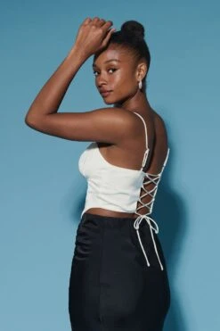 Gina Tricot Gathered Bust Strap Top Egret