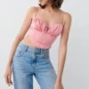 Gina Tricot Gathered Bust Strap Top Begonia Pink
