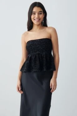 Gina Tricot Peplum Top Black