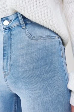 Gina Tricot Molly Petite High W Jeans Lt Blue F -Crop Partywear Sales 82050550702