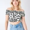 Gina Tricot Ammi Off Shoulder Top Zebra Ikat