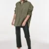 Gina Tricot Oversized Denim Shirt Cargo Green