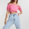 Gina Tricot Irja Off Shoulder Top Pink Icing