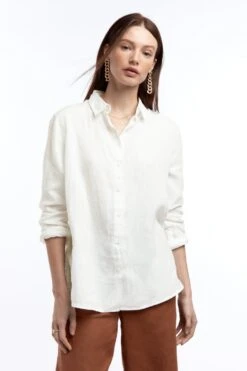 Gina Tricot Kimberly Linen Shirt Offwhite