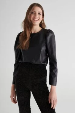 Gina Tricot Zandea PU Top Black