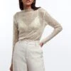 Gina Tricot Silvana Sequins Top Beige
