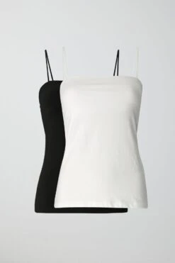 Gina Tricot 2-pack Scarlet Long Singlet Black/white