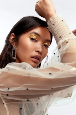 Gina Tricot Olive Mesh Top Beige