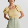 Gina Tricot Nelma Puff Sleeve Top Reed Yellow
