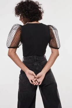 Gina Tricot Pia Organza Top Black -Crop Partywear Sales 88179900002