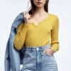 Gina Tricot Liv Rib Top Misted Yellow