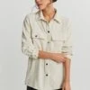 Gina Tricot Cory Corduroy Shirt White Aspargus