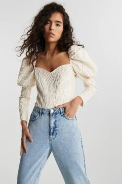 Gina Tricot Dolores Blouse Beige/silver